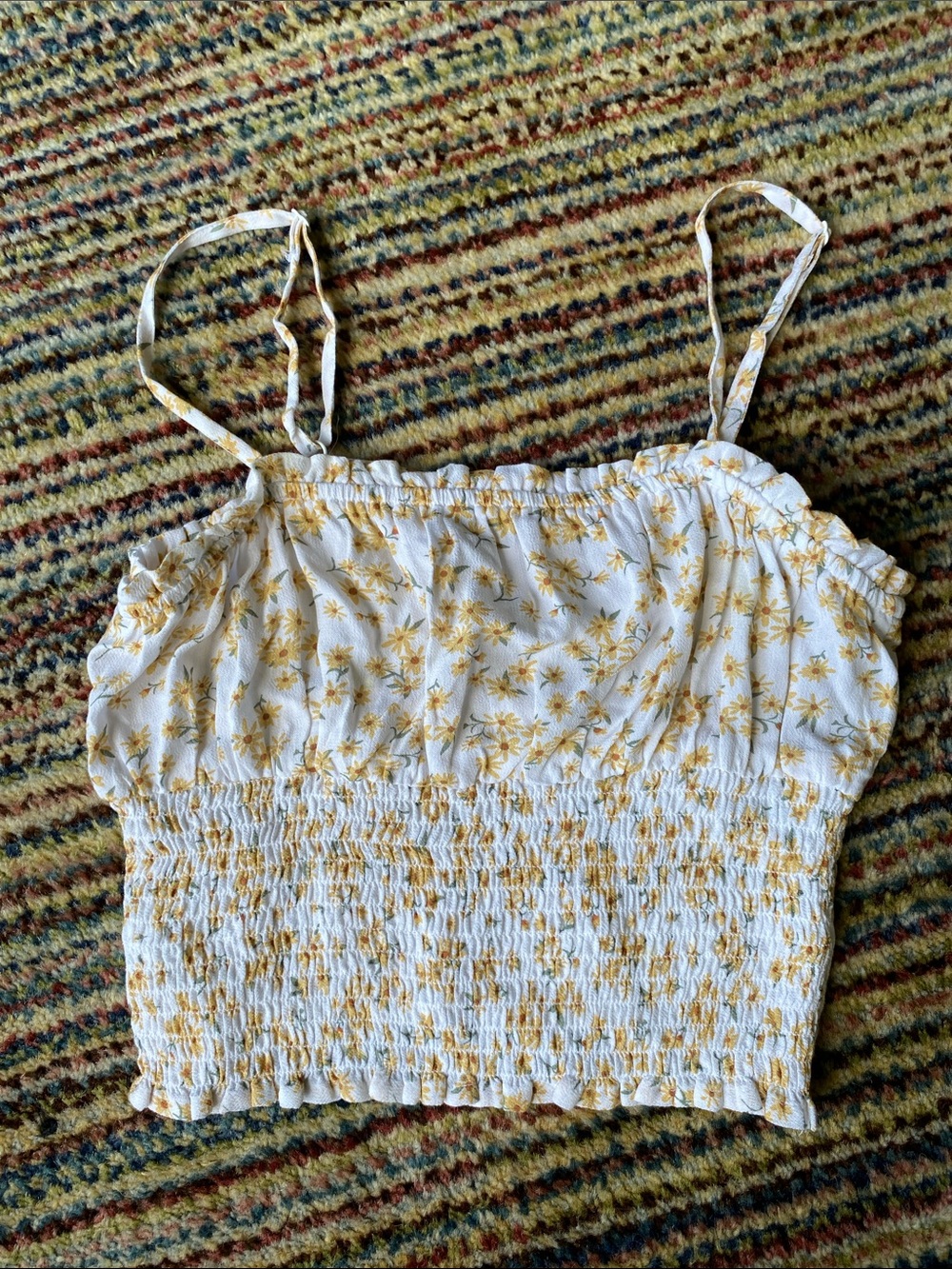 American Eagle Outfitters White Cami Top with Yellow Floral Print